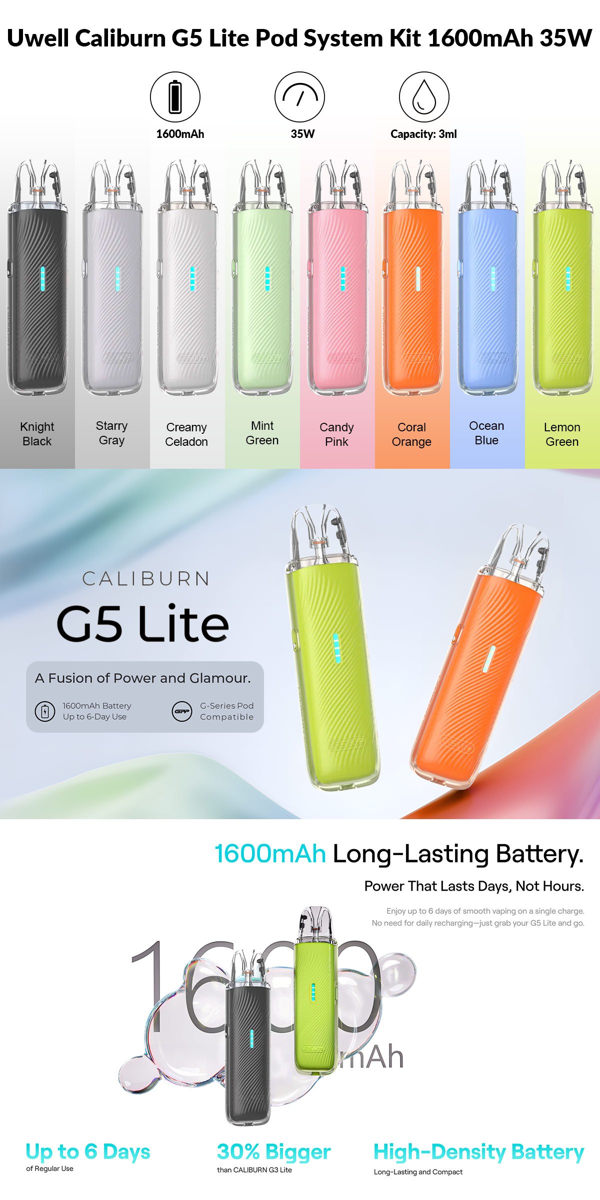 uwell caliburn g5 lite pod system kit uwell caliburn g5 lite pod system kit